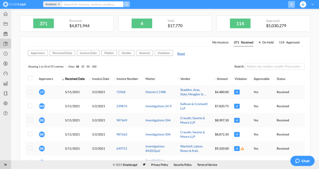 SimpleReview dashboard