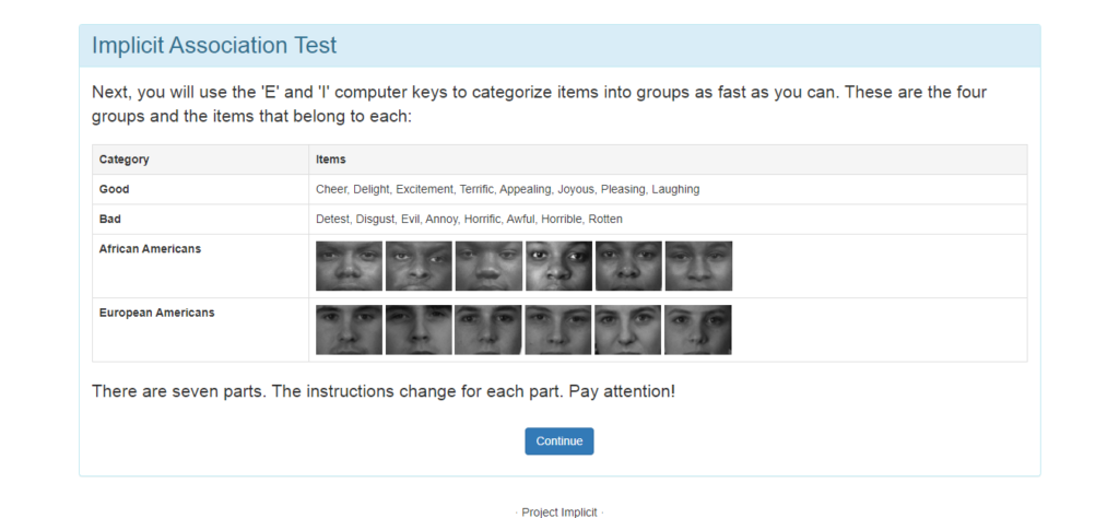 Implicit Association Test Instructions