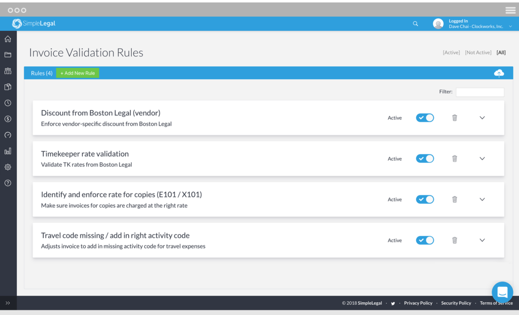 SimpleLegal's invoice validation